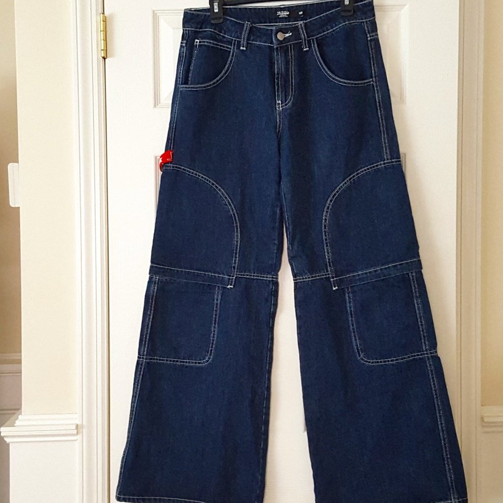 Jaded London Wide Leg Denim Cargo Pants W28